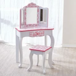 TeamsonUS Fantasy Fields - Fashion Giraffe Prints Gisele Play Vanity Set - Pink / White