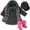 TeamsonUS Sophia's 4 Piece Winter Coat With Boots Set For 18'' Dolls, Gray/Pink Kids