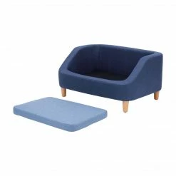 TeamsonUS New Teamson Pets Bennett Elevated Linen Sofa Pet Daybed For Small And Medium Dogs, Navy