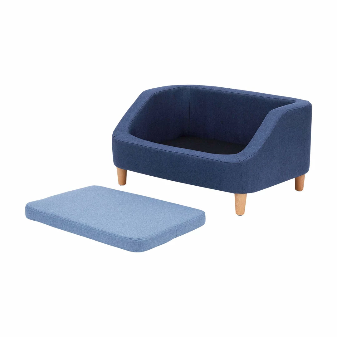TeamsonUS New Teamson Pets Bennett Elevated Linen Sofa Pet Daybed For Small And Medium Dogs, Navy