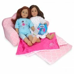 TeamsonUS Sophia's 2-in-1 Plush Pull-Out Sofa Bed For Two 18'' Dolls, Pink Kids