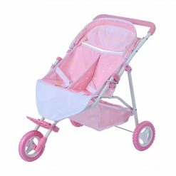 TeamsonUS Olivia's Little World Twinkle Stars Princess Deluxe Baby Doll Stroller, Pink/White