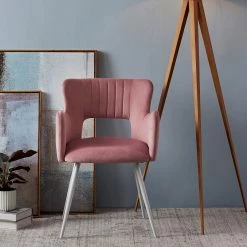 TeamsonUS Teamson Home Mid-Century Waverly Armchair With Metal Legs, Pastel Pink