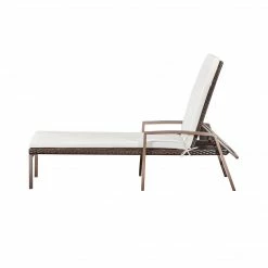 TeamsonUS New Teamson Home 2 Outdoor Wicker Patio Cushioned Chaise Lounge Chairs, Brown/Cream