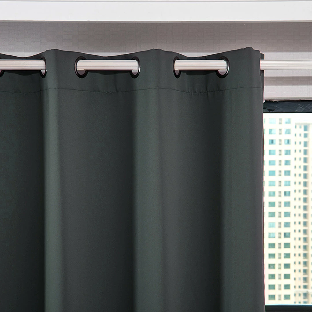 TeamsonUS Teamson Home 96" Delphi Premium Solid Insulated Thermal Blackout Window Curtain Panels With Grommets, Smoke Gray