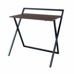 TeamsonUS Teamson Home 22" Folding Wooden Home Office Computer Desk With Metal Base, Natural/Black