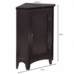 TeamsonUS Teamson Home Glancy Wooden Corner Floor Cabinet With Shutter Door, Dark Brown
