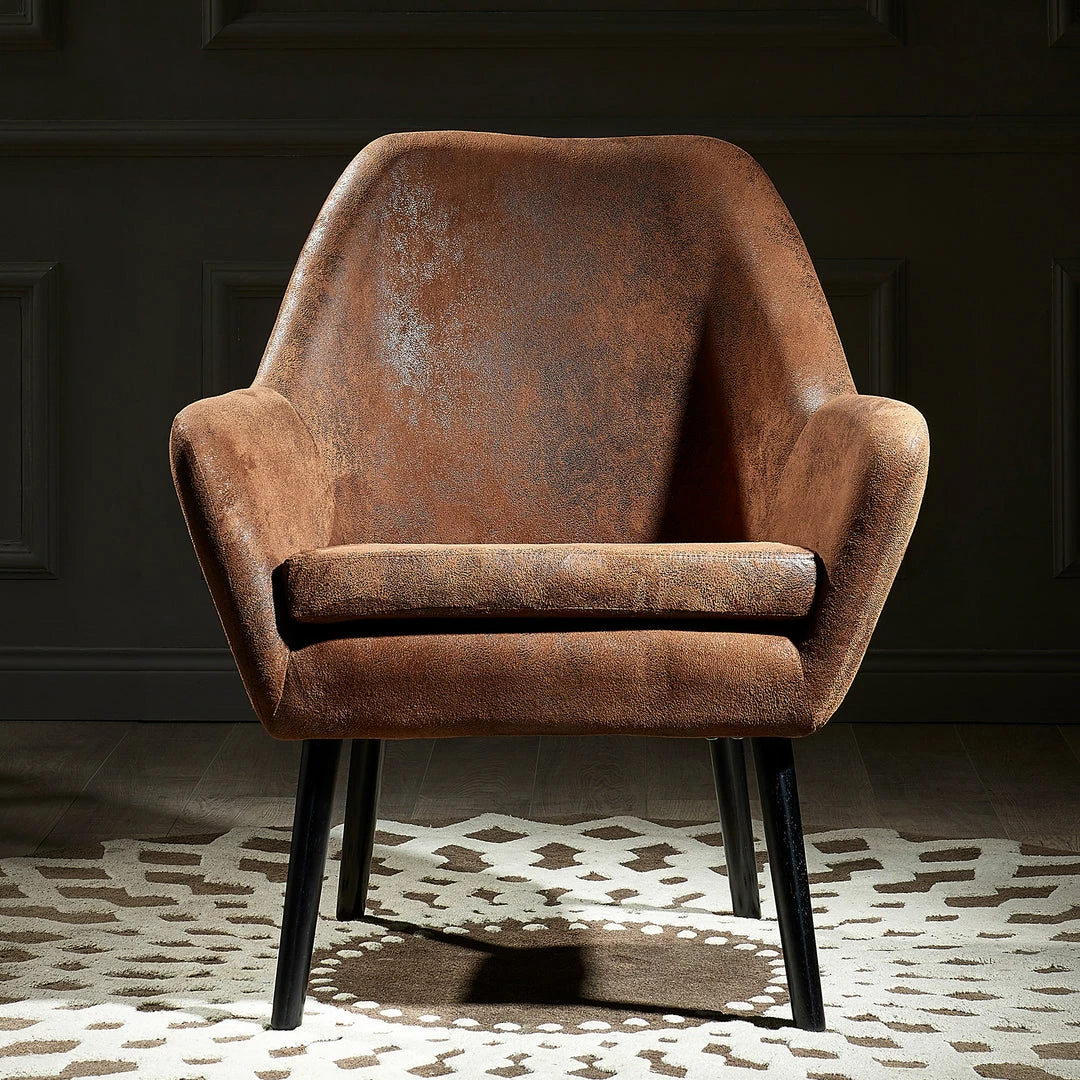 TeamsonUS Teamson Home Divano Armchair With Aged Fabric And Solid Wood Legs, Brown