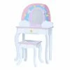 TeamsonUS Fantasy Fields Little Dreamer Rainbow Unicorn Vanity Table Set With Mirror And Stool, White Kids
