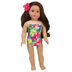 TeamsonUS Kids Sophia's 4 Piece Hawaiian Floral Bathing Suit Set For 18'' Dolls