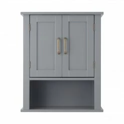 TeamsonUS Teamson Home Mercer Mid Century Modern Removable Wooden Cabinet, Gray