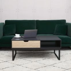 TeamsonUS Teamson Home Bryson Two-Tone Lift Top Coffee Table Desk With Storage, Black