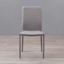 TeamsonUS Teamson Home Fabric Dining Chair With Metal Legs, Set Of 2, Light Gray