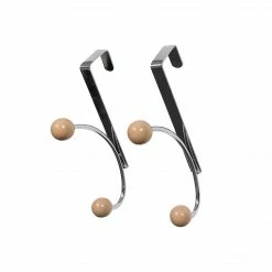 TeamsonUS Home Single Hook Over The Door Hanger Pack Of 2 With Mocha Porcelain Ball Chrome Finish