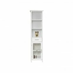 TeamsonUS Teamson Home Delaney Multi Functional Tall Free Standing Linen Storage Tower With Single Drawer