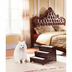 TeamsonUS Teamson Home Mahogany Wood Pet Stairs For Dog Or Cat