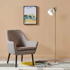 TeamsonUS Teamson Home Quincy Modern Monopod Floor Lamp With Antique Brass Finish, White