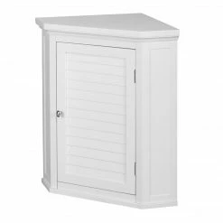 TeamsonUS Teamson Home Glancy Wooden Corner Wall Cabinet With Shutter Door, White