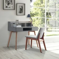 TeamsonUS Teamson Home Creativo Wooden Writing Desk With Storage, Light Gray/Natural