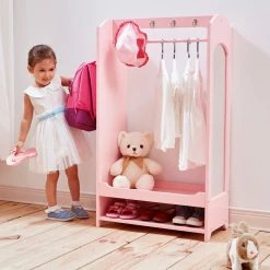TeamsonUS Fantasy Fields Little Princess Clothing Rack With Storage And 4 Hangers, Pink Kids