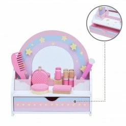 TeamsonUS Teamson Kids Little Dreamer Wooden Tabletop Vanity Set With 9 Play Accessories, Pink