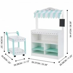 TeamsonUS Teamson Kids My Dream Bakery Shop, Treat Stand And Dessert Cart, White