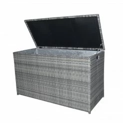 TeamsonUS Teamson Home Wicker 154 Gallon Outdoor Deck Box For Cushions Or Pool Accessory Storage, Gray New