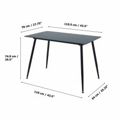 TeamsonUS Teamson Home Julianna 43 Inch Reflective Glass Dining Table Seats Up To 4, Black