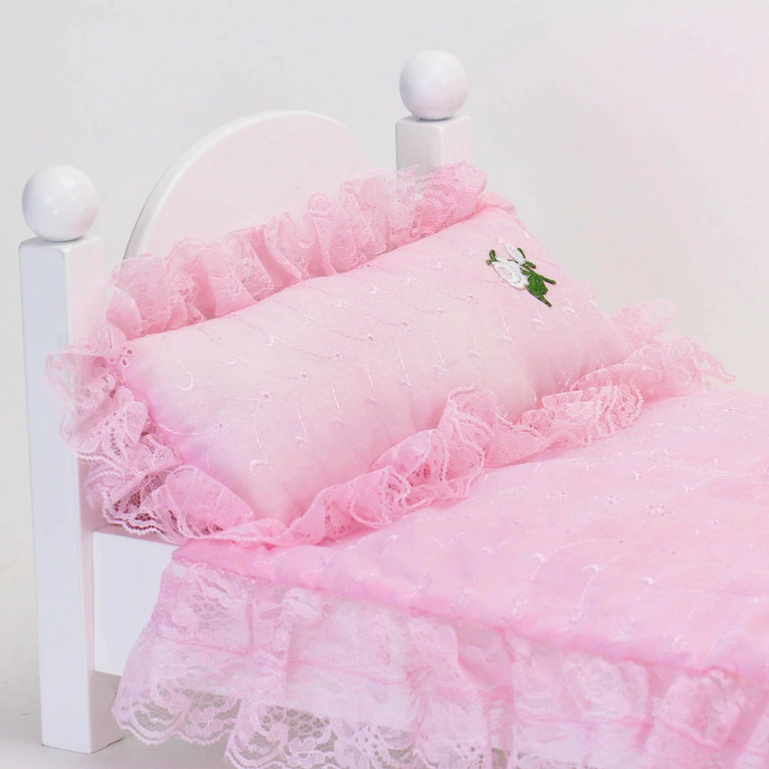 TeamsonUS Sophia's 3 Piece Eyelet Bedding Set For 18" Dolls, Light Pink