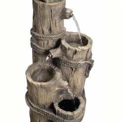 TeamsonUS Teamson Home Outdoor Tiered Pelican And Wooden Post Waterfall Fountain, Brown