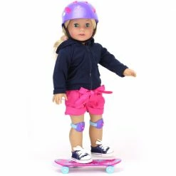 TeamsonUS Sophia's Skateboard, Helmet And Knee Pads Set For 18" Dolls, Multicolor Kids