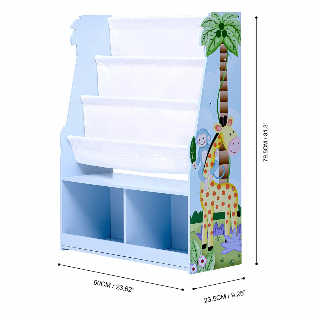 TeamsonUS Fantasy Fields Kids Sunny Safari Wooden Display Bookshelf With Storage Drawer, Multicolor