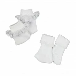 TeamsonUS Sophia's Ribbed Fold Over Cuff Crew Socks For 18" Dolls, White Kids