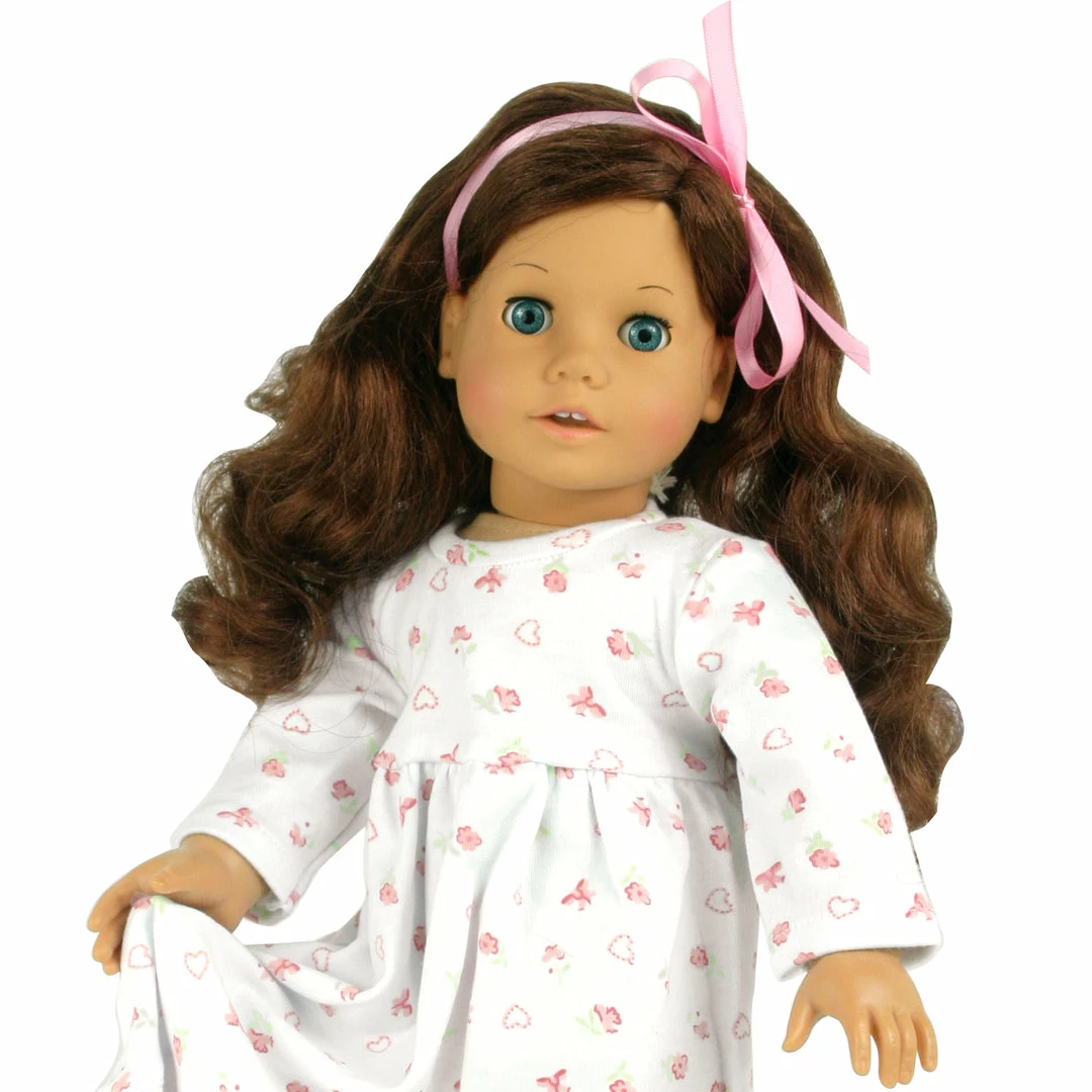 TeamsonUS Sophia's Floral Print Nightgown For 18'' Dolls, White