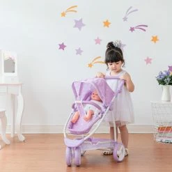 TeamsonUS Olivia's Little World Twinkle Stars Princess 2-in-1 Baby Doll Stroller, Purple