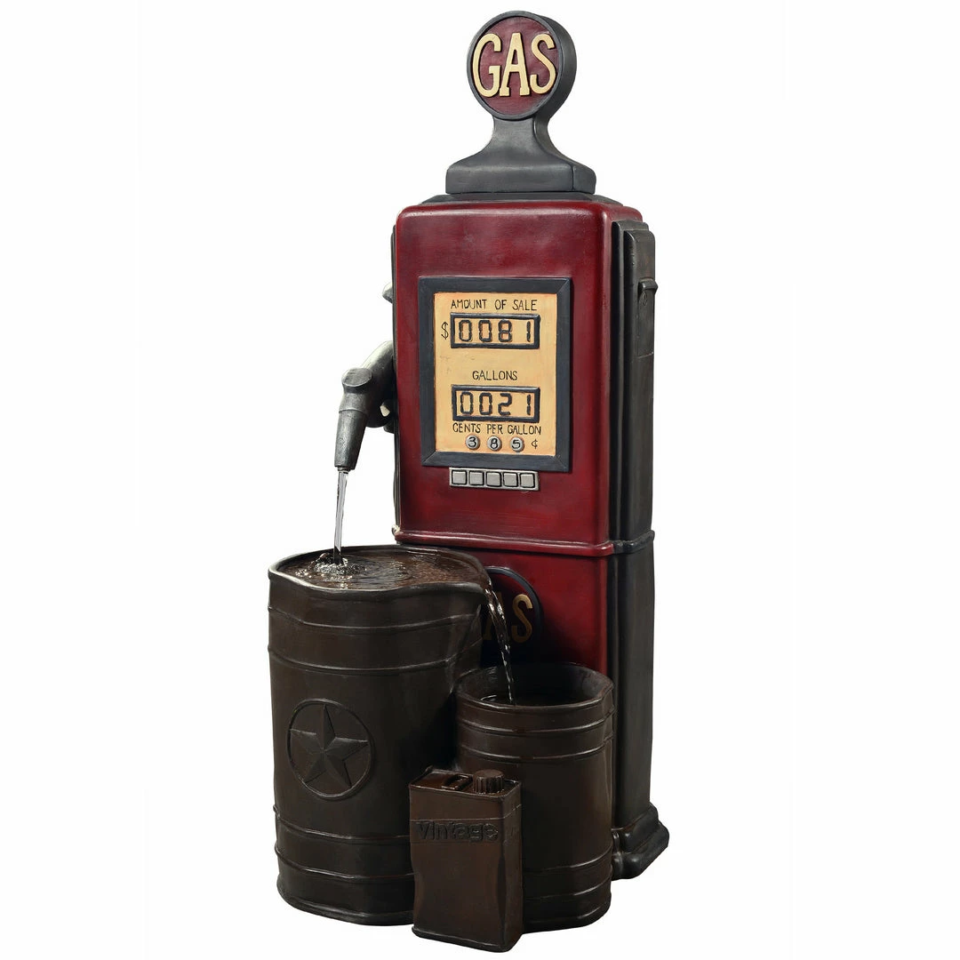 TeamsonUS Teamson Home Outdoor Vintage Gas Station Waterfall Fountain With Pump