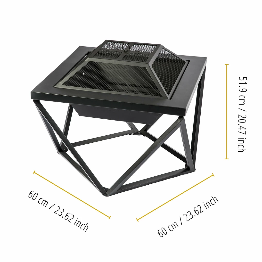 TeamsonUS Teamson Home Outdoor 24" Wood Burning Fire Pit With Tabletop And Decorative Base, Black