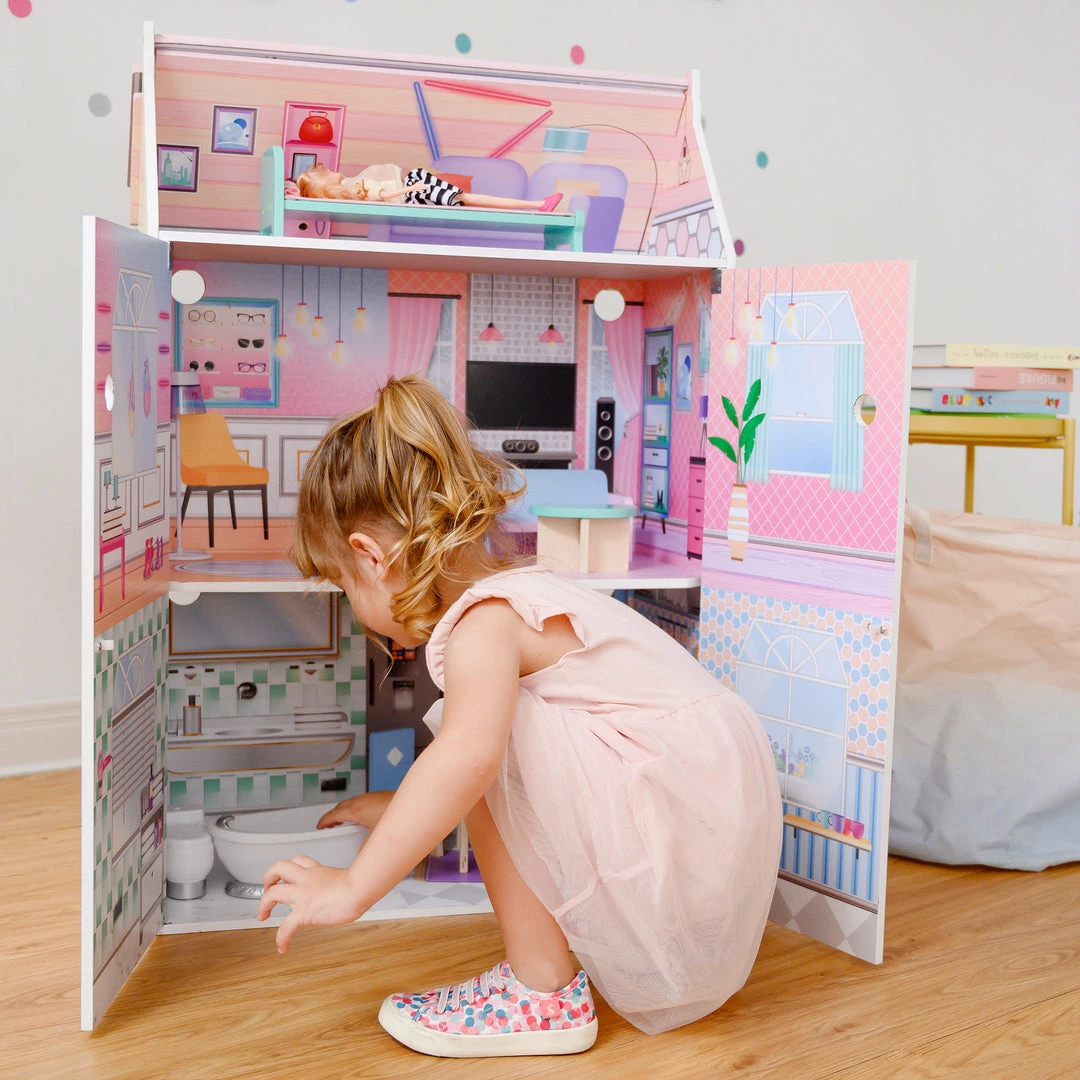 TeamsonUS Olivia's Little World Dreamland Glass-Look Dollhouse For 12" Dolls, Multi-Color Kids