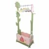 TeamsonUS Fantasy Fields Magic Garden Kids Wooden Clothing Rack With 4 Hangers, Pink/Green