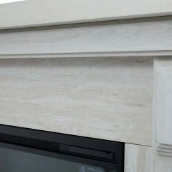 TeamsonUS New Teamson Home Hestia Electric Fireplace Mantel With Gray Faux Marble, White