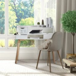 TeamsonUS Teamson Home Creativo Wooden Writing Desk With Storage, White/Natural
