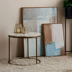 TeamsonUS Teamson Home Marmo Modern Marble-Look Round Side Table, Marble/Brass
