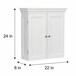 TeamsonUS Teamson Home Stratford Two Door Removable Wall Cabinet With Two Contemporary Style Doors, White