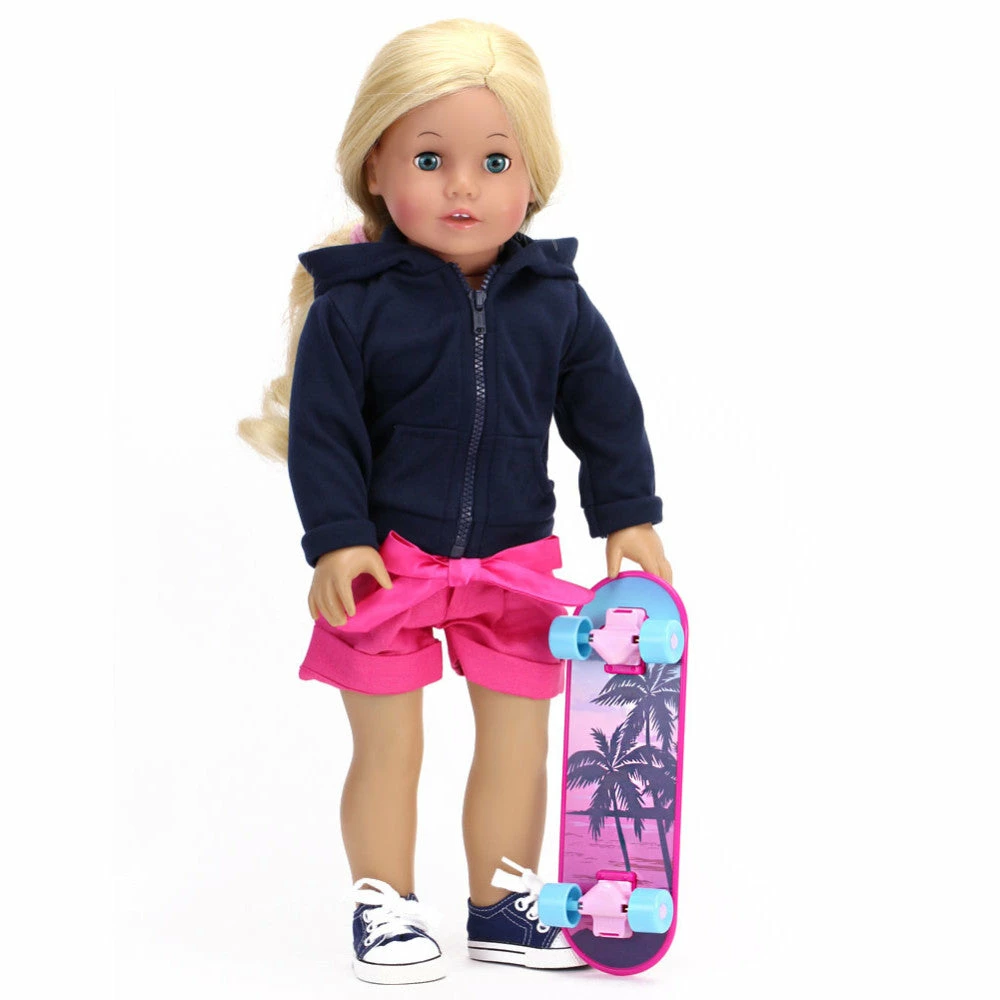 TeamsonUS Sophia's Skateboard, Helmet And Knee Pads Set For 18" Dolls, Multicolor Kids