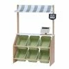 TeamsonUS Teamson Kids Little Helper Wooden Play Farmer's Market Stand With Cash Register And Storage Bins, Natural/Green