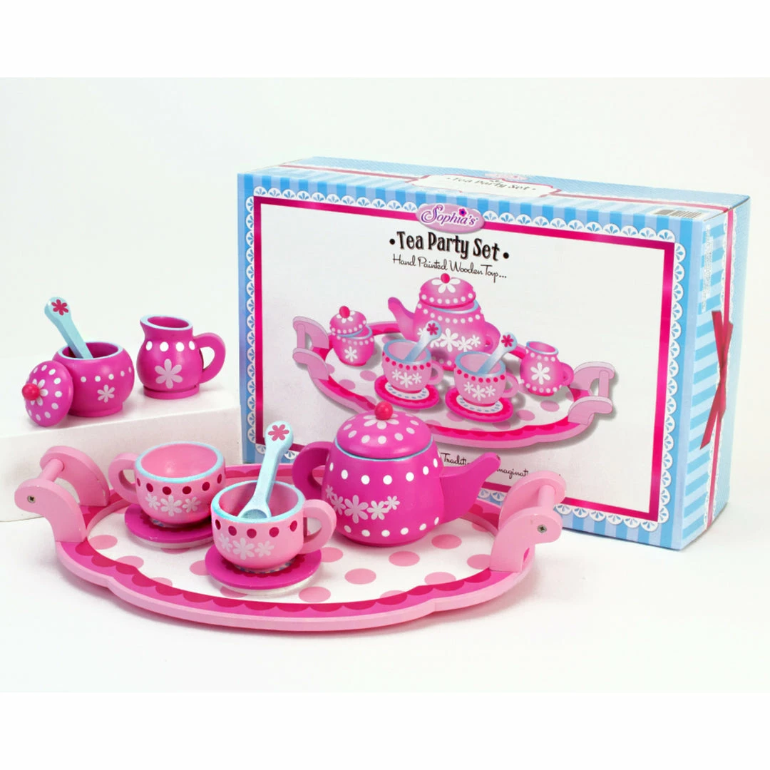 TeamsonUS Sophia's 10 Piece Wooden Tea Party Set, Pink