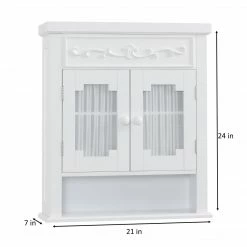 TeamsonUS Teamson Home Lisbon Removable Wooden Wall Cabinet With Drapery-Lined Doors, White