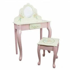 TeamsonUS Fantasy Fields Kids Furniture Play Vanity Table And Stool, Pink/White