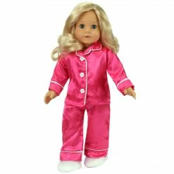 TeamsonUS Sophia's 3 Piece Satin Pajama Set With Slippers For 18