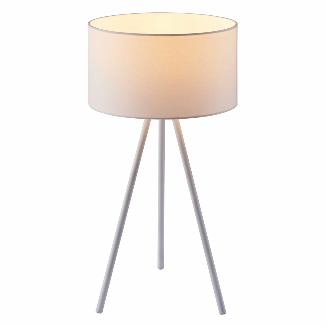 TeamsonUS Teamson Home Eli Modern 19.7" Tripod Table Lamp With Drum Shade, White